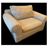 LL  - Neutral Oversized Upholstered Armchair with Ottoman