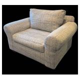 LL  - Neutral Oversized Upholstered Armchair with Ottoman