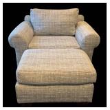 LL  - Neutral Oversized Upholstered Armchair with Ottoman