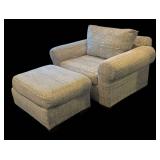 LL  - Neutral Oversized Upholstered Armchair with Ottoman