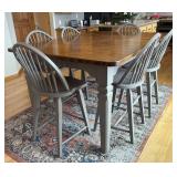 K - Sensational Dining Table with 6 Gray Windsor-Style Chairs