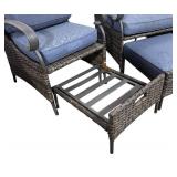 G - Hampton Bay Patio Chairs with Built-in Ottomans and Glass Top Table