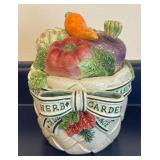 LL  - Fitz & Floyd Herb Garden Canister, Serving Dish and Planter Set