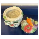 LL  - Fitz & Floyd Herb Garden Canister, Serving Dish and Planter Set