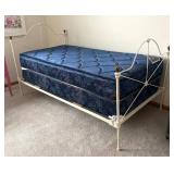 U - Antique Twin Bed with Metal Frame and Headboard