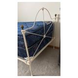 U - Antique Twin Bed with Metal Frame and Headboard