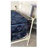 U - Antique Twin Bed with Metal Frame and Headboard