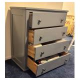 LL  - Vintage Gray Painted Wooden  4-Drawer Dresser