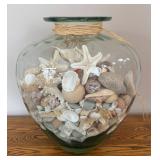 DR - Fabio Viviani Toscana Glass Vase Filled with Assorted Seashells, Starfish and More