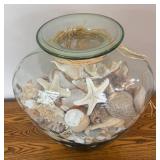 DR - Fabio Viviani Toscana Glass Vase Filled with Assorted Seashells, Starfish and More