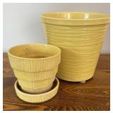 DR - Pair of Vintage McCoy Yellow Planter Pots