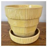 DR - Pair of Vintage McCoy Yellow Planter Pots
