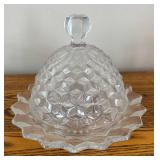 DR - Vintage Crystal and Glass Etched Bowl Covered Butter Dish, Cruet and More