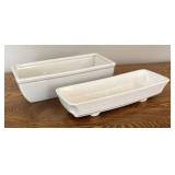 DR - Set of 2 Vintage White Pottery Planters by Norton and USA Pottery