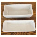 DR - Set of 2 Vintage White Pottery Planters by Norton and USA Pottery