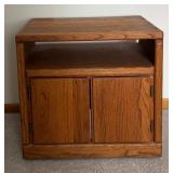 U - Petite Oak Cabinet with Storage and Open Shelf