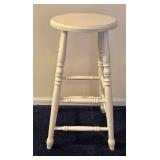 LL  - Vintage White Painted Wooden Stool