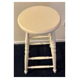 LL  - Vintage White Painted Wooden Stool