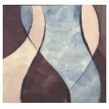 LL  - Framed Abstract Art Print with Blue and Purple Tones