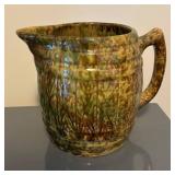 LL  - Vintage Morton Pottery Spongeware Barrel Pitcher