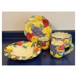 LL  - Fitz & Floyd Fruit Motif Ceramic Collection - Plate, Bowls, Mug and More