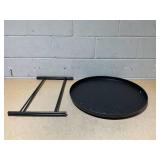 HOMCOM Coffee Table for Living Room, 24" Round Center Table with Hammered Tray Top and Metal Frame for Bedroom, Black