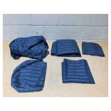 Navy Blue Striped Sheets 5pcs Full Size