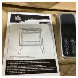 HOMCOM 24" Electric Fireplace Stove, 1000W/1500W Freestanding Fireplace Heater with Overheat Protection, Remote Control, White 24.4" W x 12" D x 27.4" H