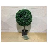 Outsunny 23.5" Artificial Boxwood Topiary Ball Tree, Fake Decorative Plant, Nursery Pot Included for Home, Balcony, Backyard and Garden