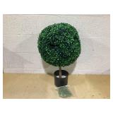 Outsunny 23.5" Artificial Boxwood Topiary Ball Tree, Fake Decorative Plant, Nursery Pot Included for Home, Balcony, Backyard and Garden