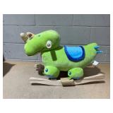 Qaba Kids Plush Ride-On Rocking Horse Toy Dinosaur Ride on Rocker Green with Realistic Sounds