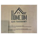 HOMCOM TV Cabinet Stand for TVs up to 58", Entertainment Center with Adjustable Shelves, 4 Glass Doors and 4 Cable Holes for Living Room, White 51.25" W x 13.75" D x 23.5" H