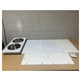 PawHut Raised Pet Feeding Storage Station with 2 Stainless Steel Bowls Base for Large Dogs and Other Large Pets, White (Slightly Dirty)