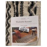 NEW THRESHOLD WASHABLE RUNNER (TAN/BLACK)
