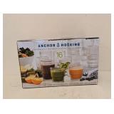 NEW ANCHOR HOCKING GLASS DRINKING SET 16PC.