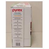 NEW PYREX COLORS GLASS MIXING BOWLS WITH LIDS 8PC.
