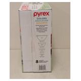 NEW PYREX COLORS GLASS MIXING BOWLS WITH LIDS 8PC.