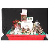 Collection of Christmas Figurines and Holiday Decor Including Annalee, Boyds Bears, and Department 56