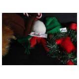 Collection of Christmas Figurines and Holiday Decor Including Annalee, Boyds Bears, and Department 56