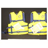 Lot of 3 Overlook Adult Universal Life Vests and Patriotic Welcome Sign