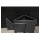 Gray Corner Cabinet with Drawer and Double Doors, 32 Inch