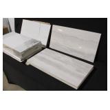 Lot of Rectangular Porcelain Wall Tiles, White and Gray Marble Pattern, 24in x 12in