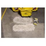 Lot of 3 Commercial Mop Buckets with Wringers and Mop Heads