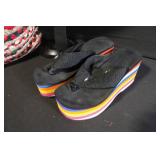 Beach Set with Straw Hat, Woven Tote, Platform Sandals, and Striped Towel