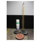 Set of 2 Paint Extension Poles, 3 Dolly Platforms, and 6 Utility Buckets
