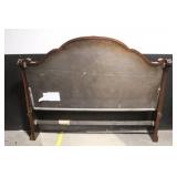 Ornate Queen Size Wood and Upholstered Headboard with Footboard
