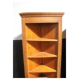 Pair of Wooden Corner Bookcases with Cabinet Doors