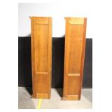 Pair of Wooden Corner Bookcases with Cabinet Doors