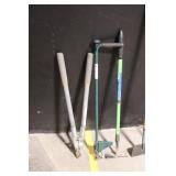 Lot of 8 Yard Tools Including Shovels, Forks, and Loppers