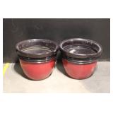 Pair of Large Red Plastic Garden Planters with 20 Inch Diameter